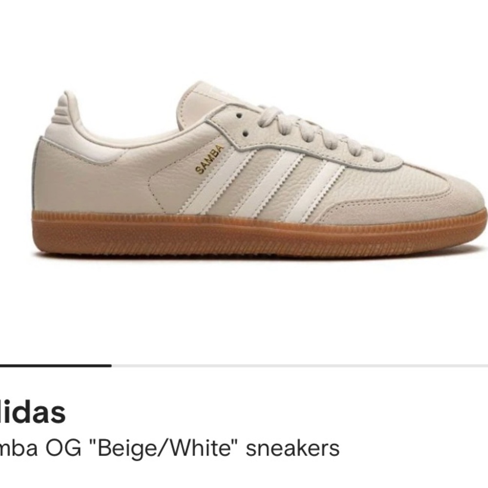 Beige/white Adidas Sambas